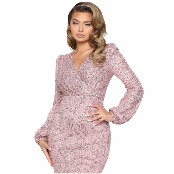 COPY - Fashion Nova Money Shot Sequin Maxi Dress Mauve L - Picture 2 of 16